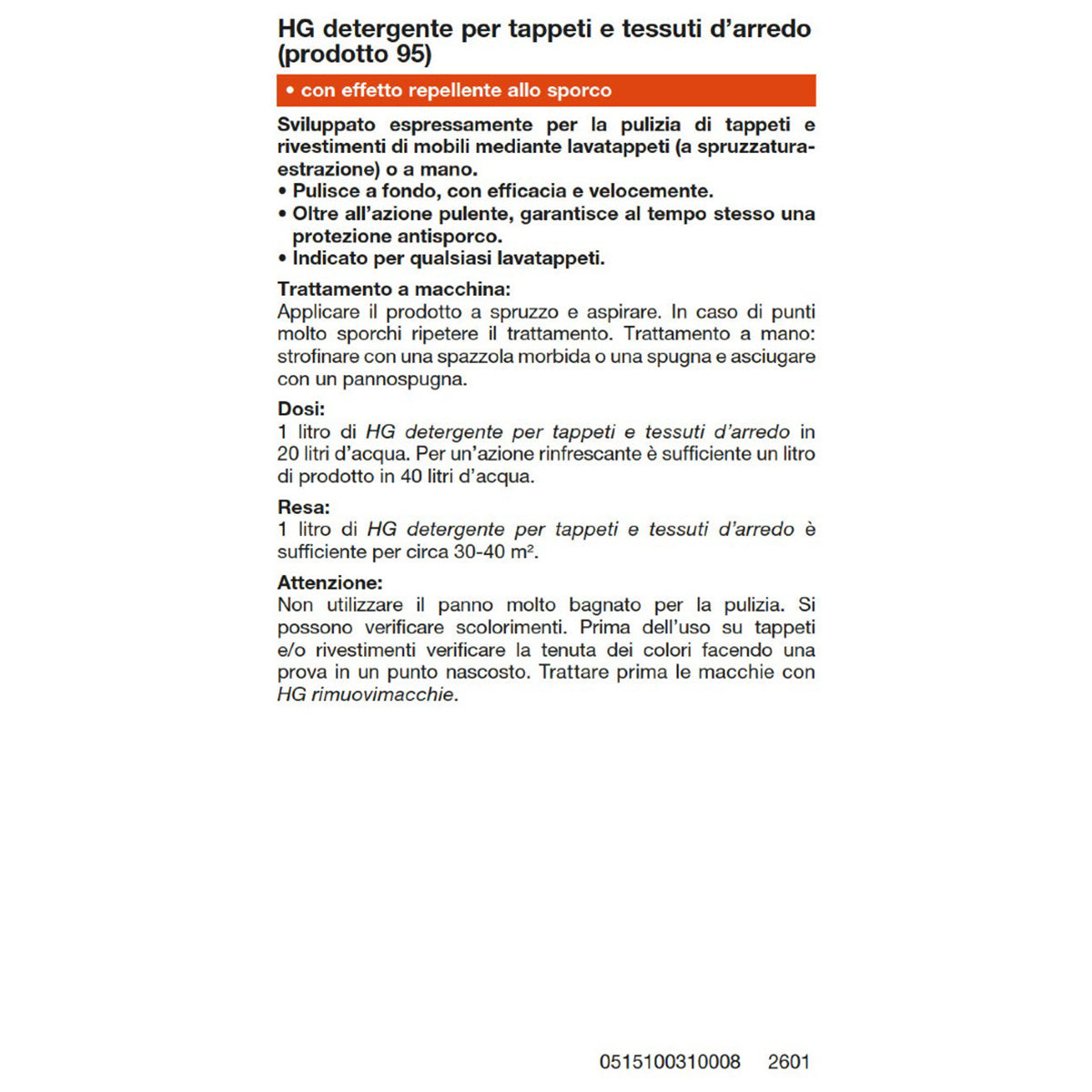 Detergente per tappeti e tessuti d'arredo HG 1 L