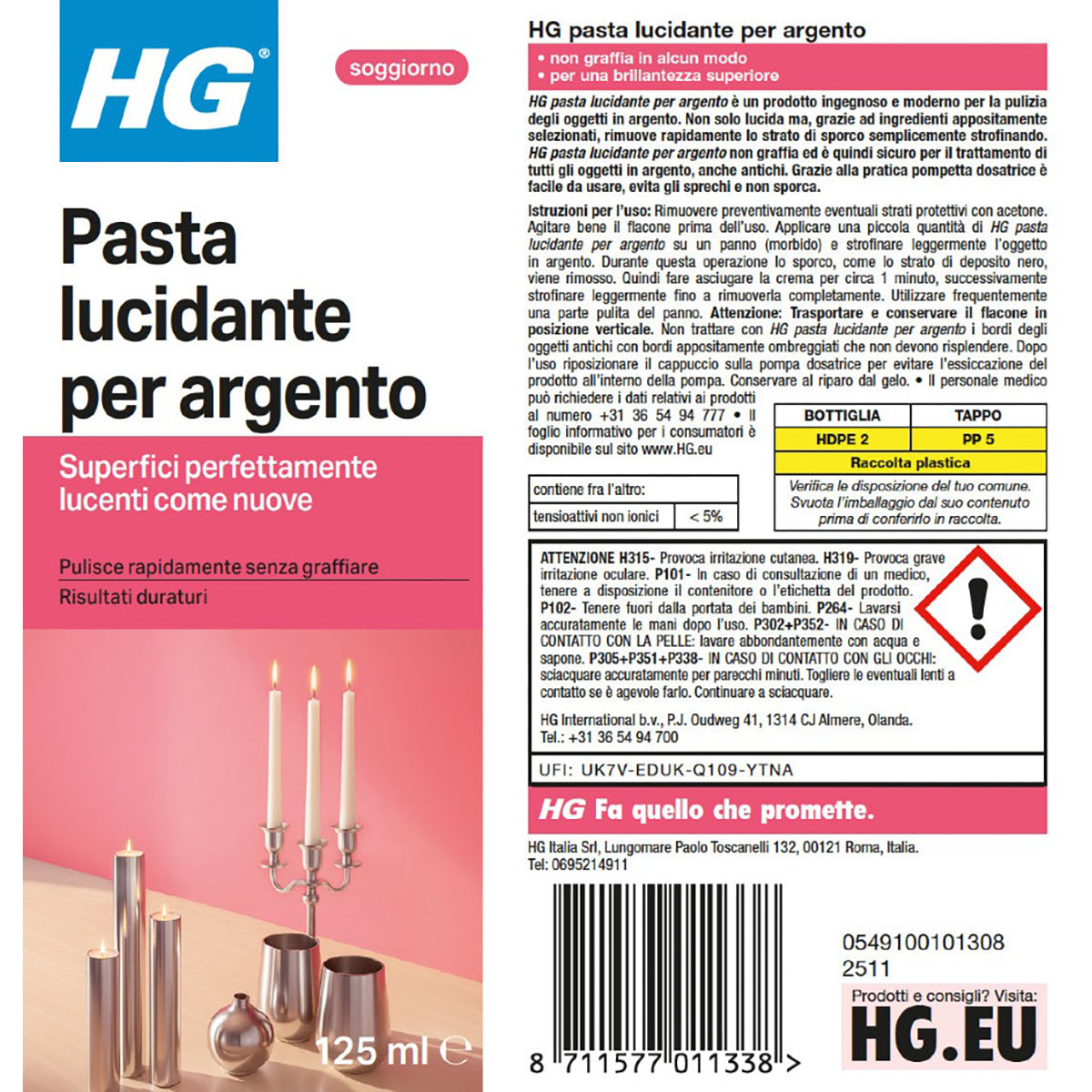 Pasta lucidante per argento HG 125 ml