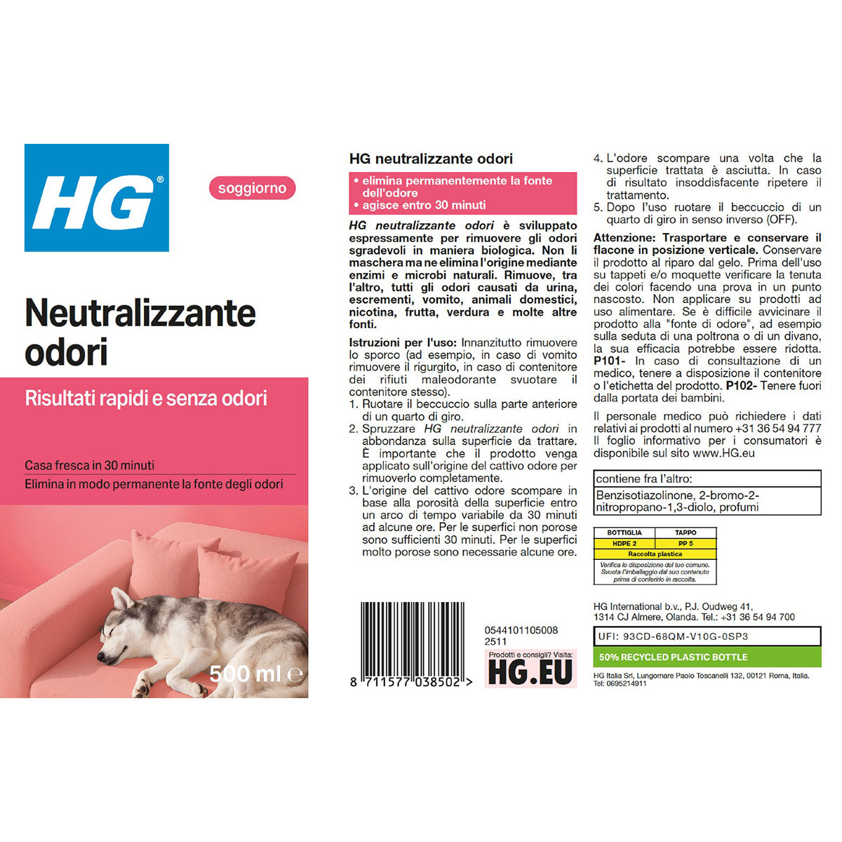 Neutralizzante odori biologico spray HG 500 ml
