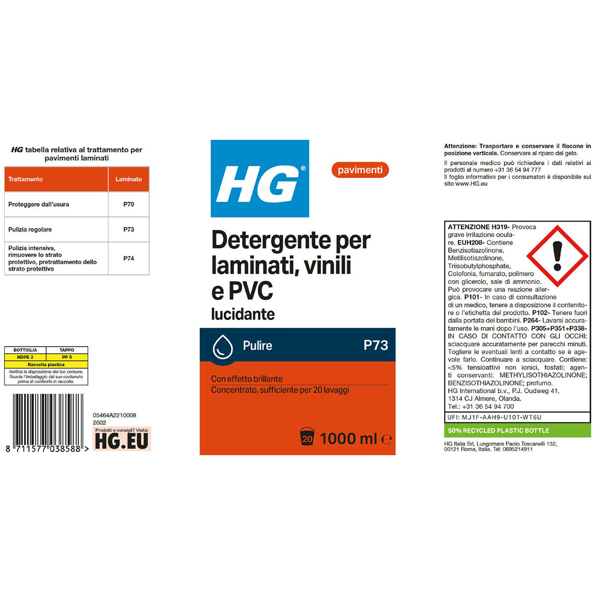 Detergente lucidante per laminato HG 1 L