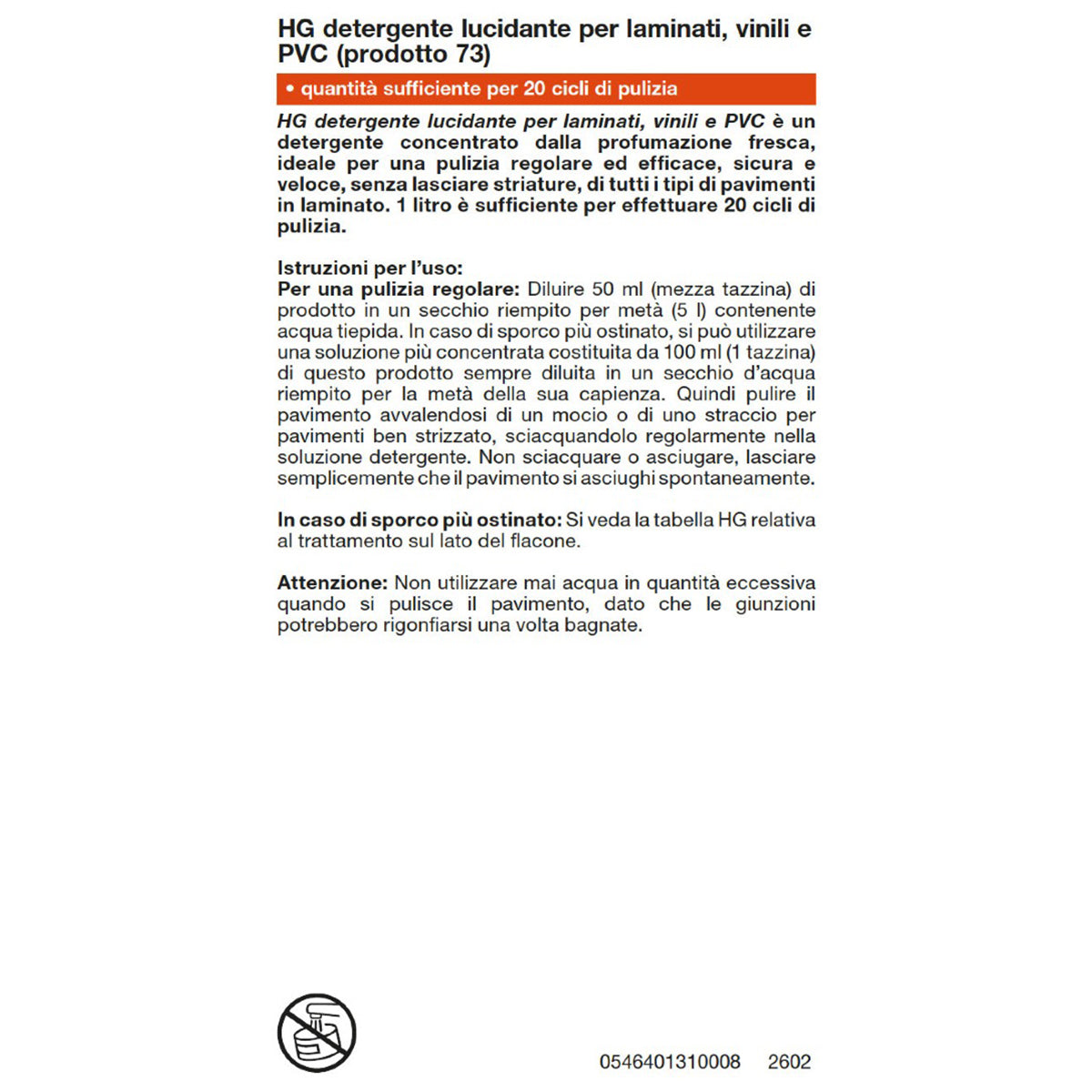 Detergente lucidante per laminato HG 1 L