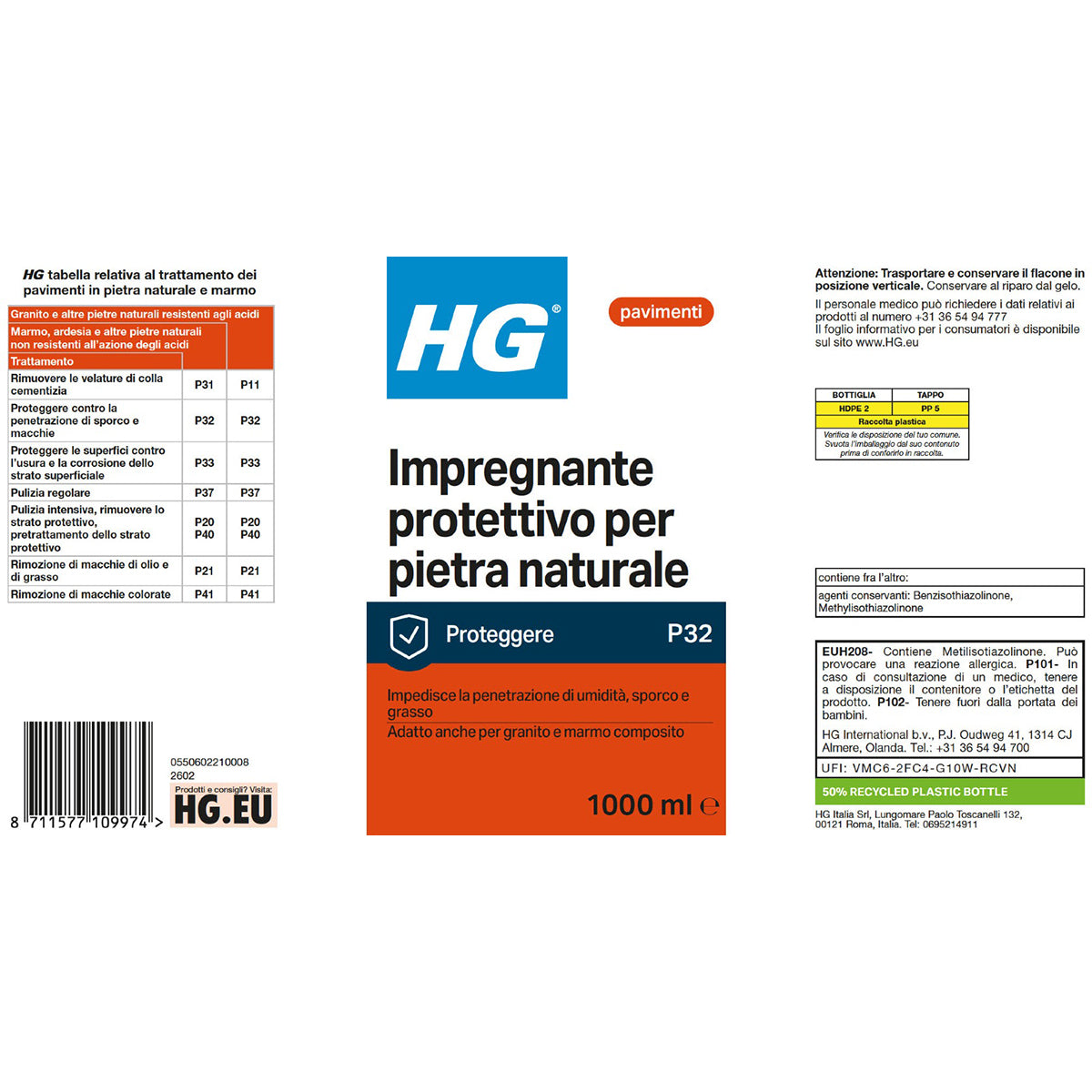 Impregnante protettivo per pietra naturale HG 1 L