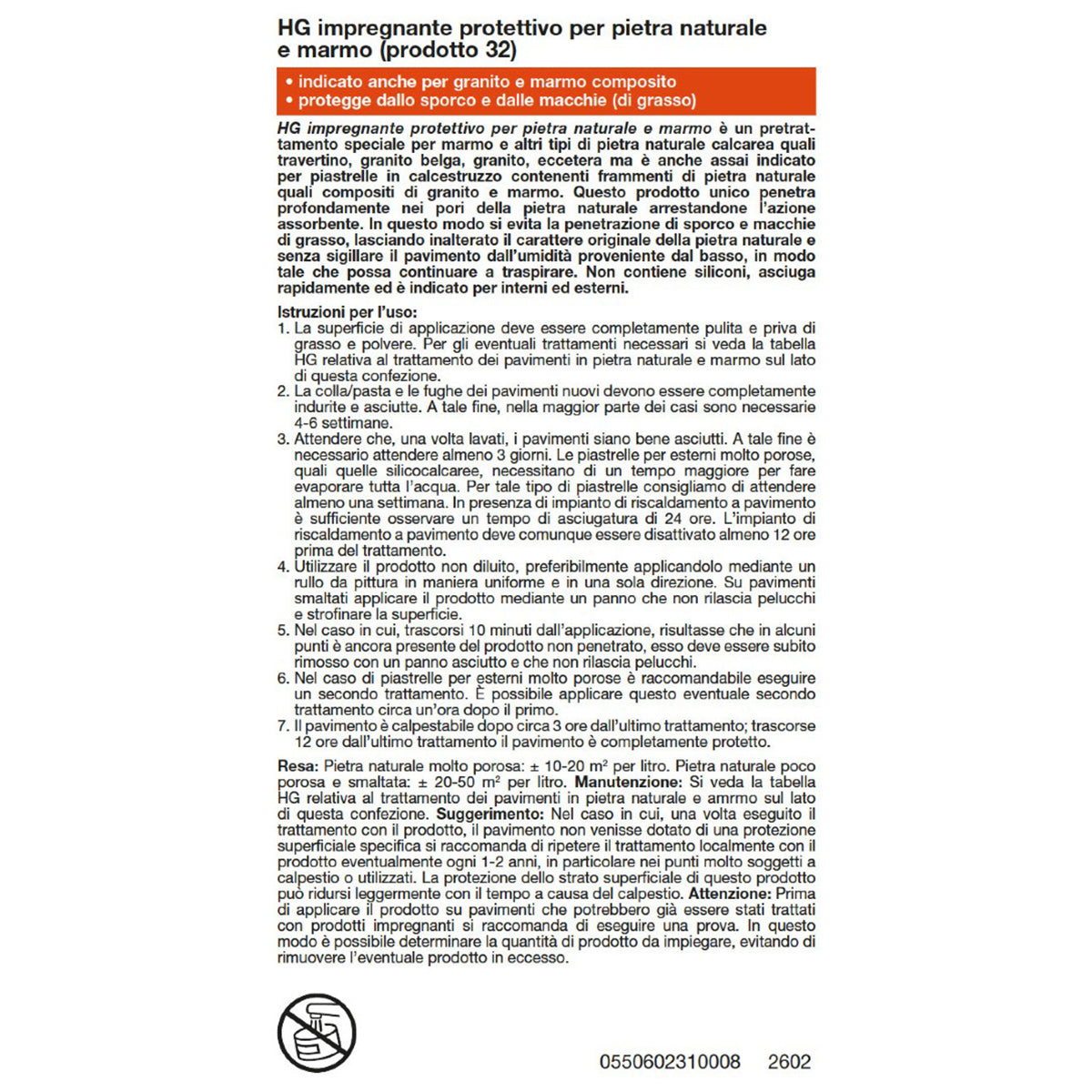 Impregnante protettivo per pietra naturale HG 1 L