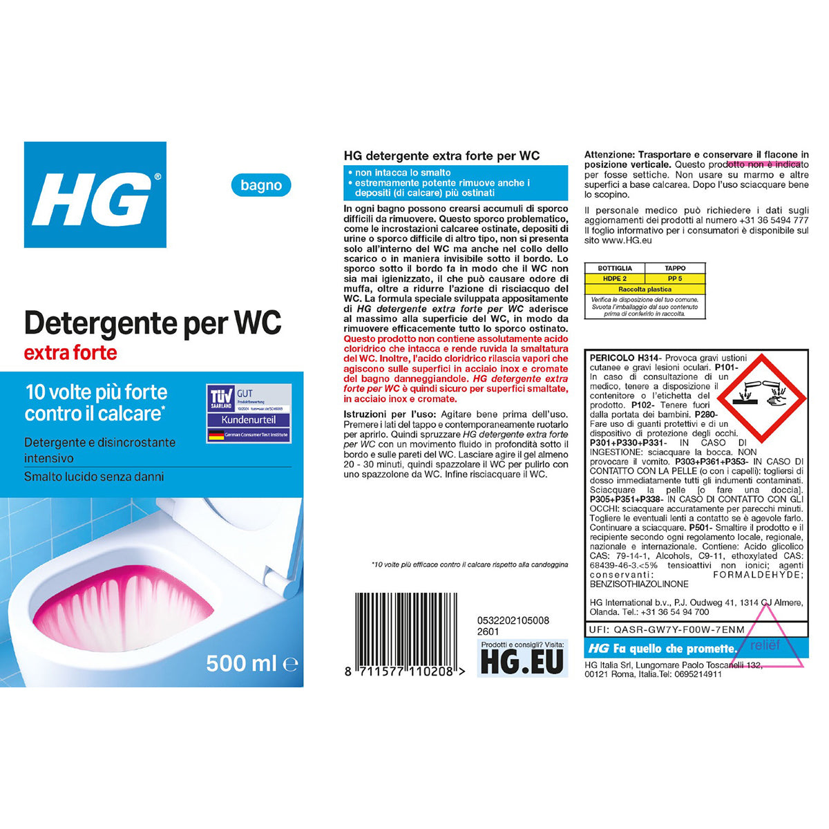 Detergente extra forte per WC HG 500 ml