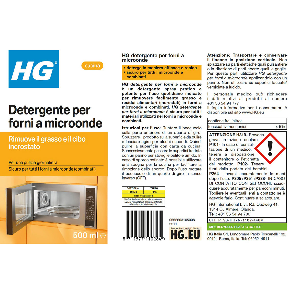 Detergente spray per forni a microonde e combinati HG 500 ml