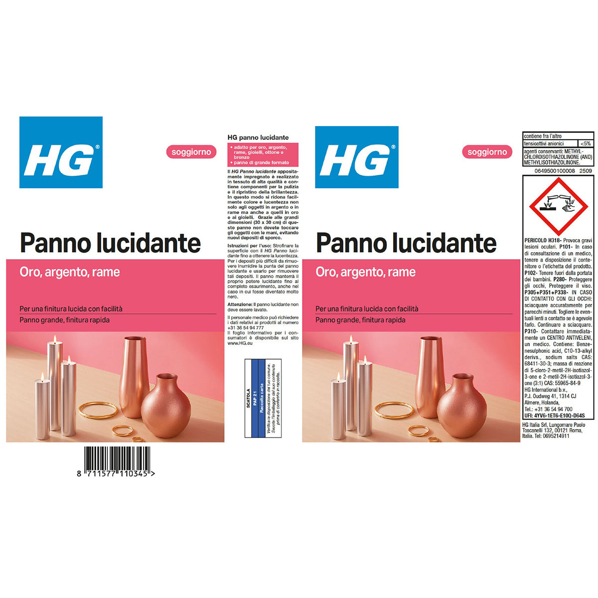 Panno lucidante per argento e placcati HG