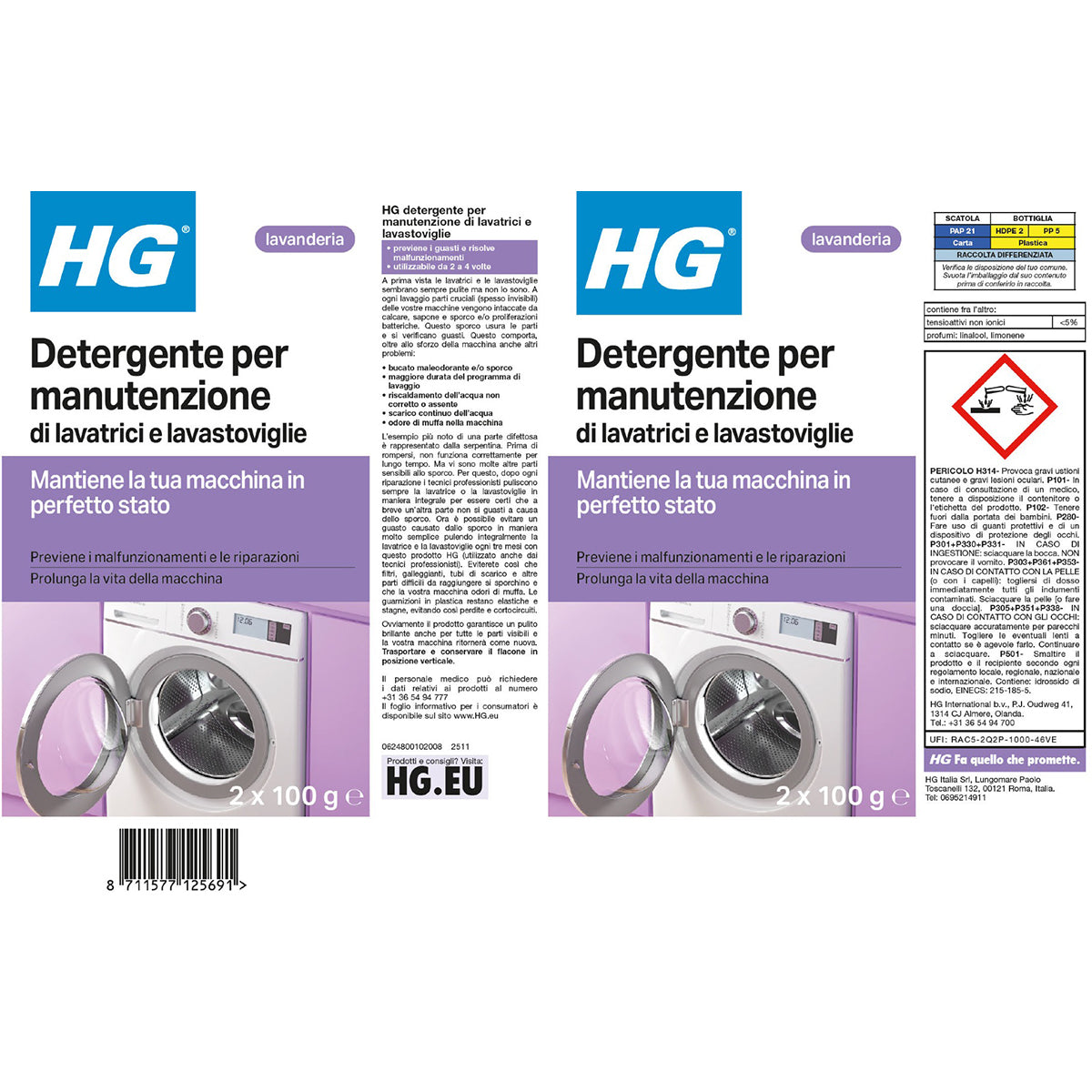 Detergente per manutenzione di lavatrici e lavastoviglie HG 200 g