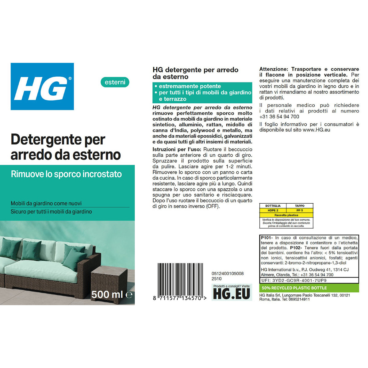 Detergente forte per arredo da giardino ed esterno HG 500 ml