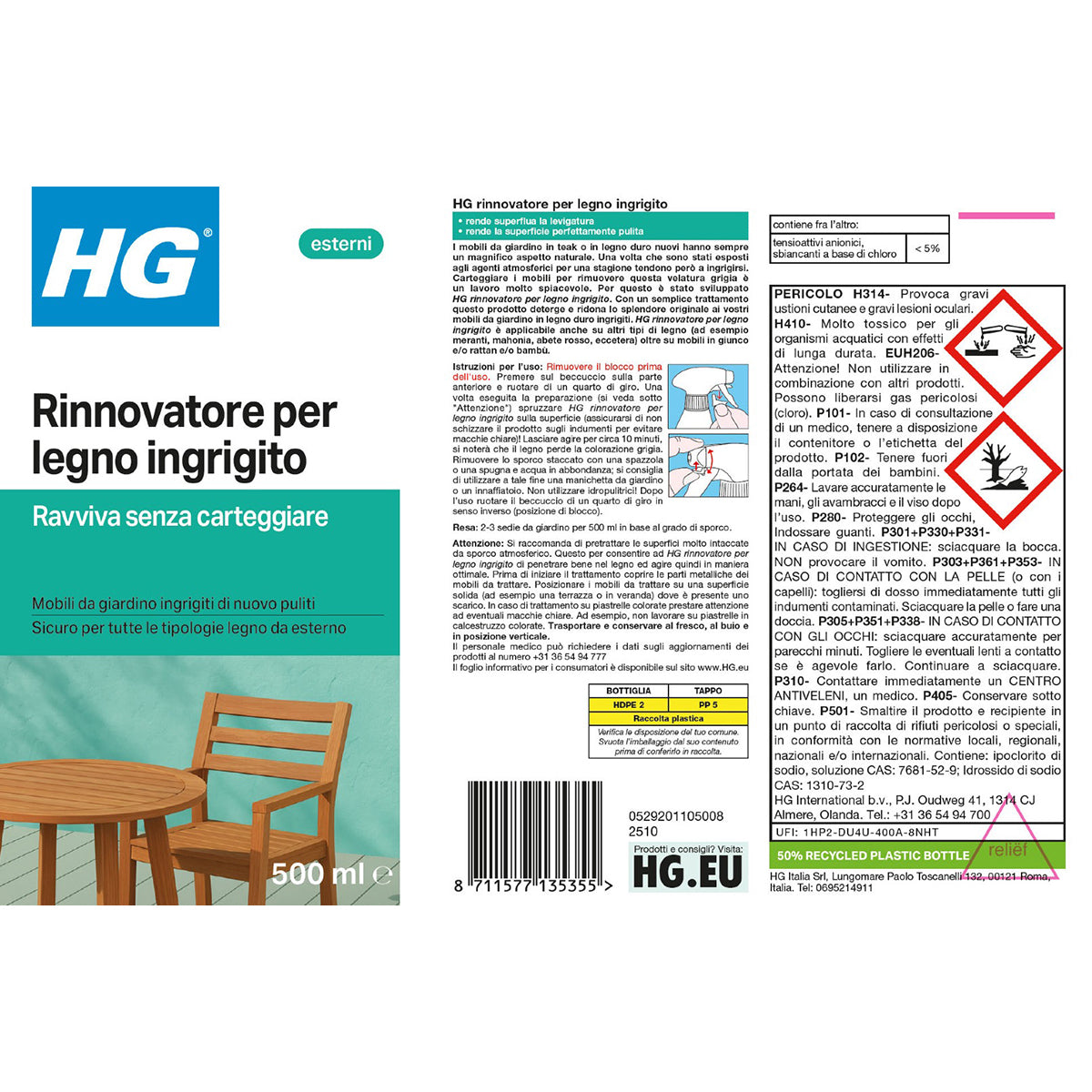Rinnovatore per legno ingrigito HG 500 ml