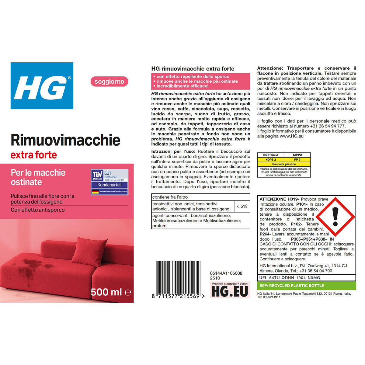 Rimuovimacchie extra forte con ossigeno attivo HG 500 ml