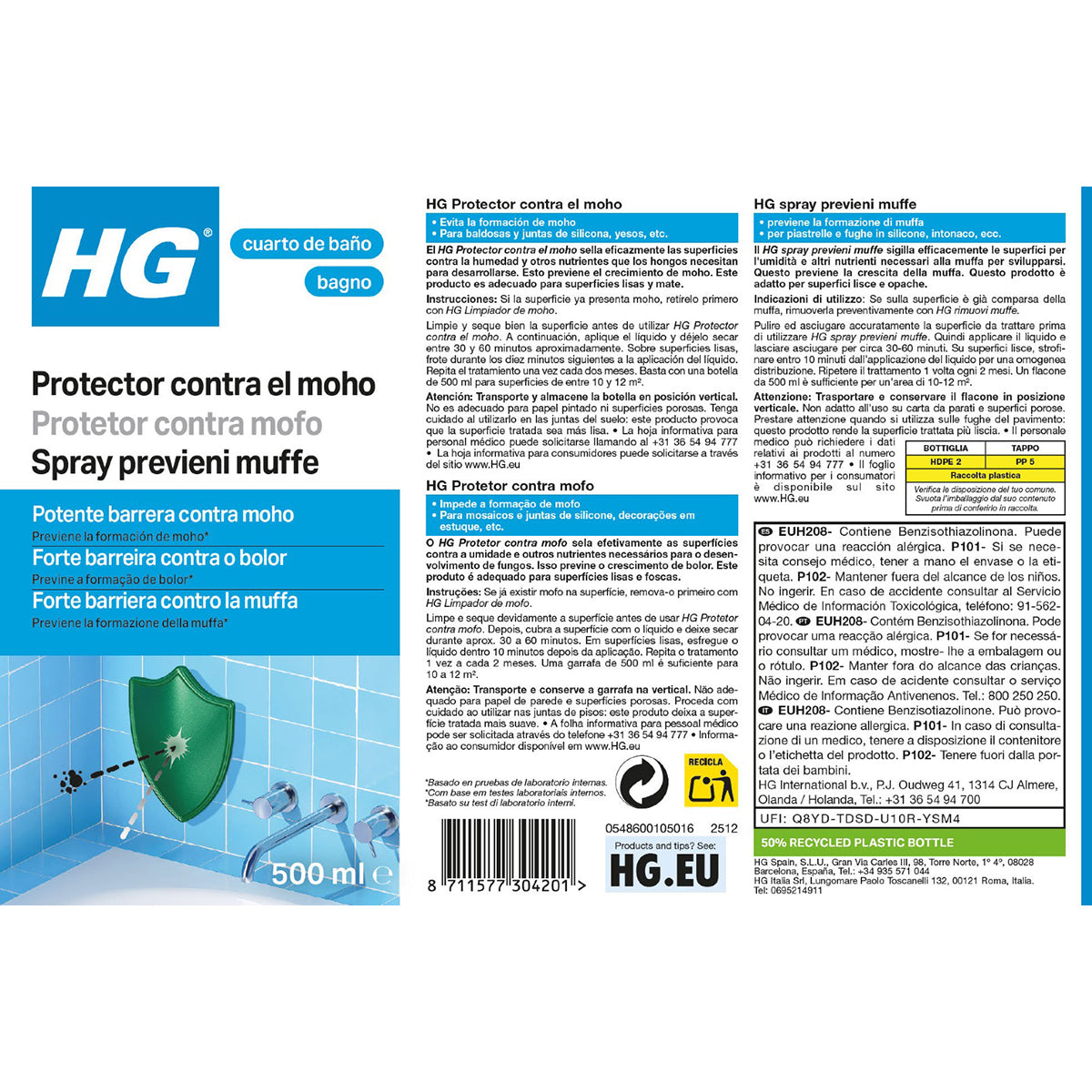 Detergente spray previeni muffe HG 500 ml