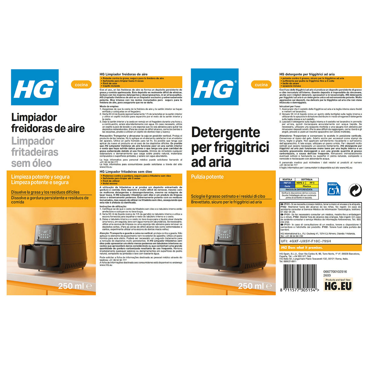 Detergente per friggitrice ad aria HG 250 ml