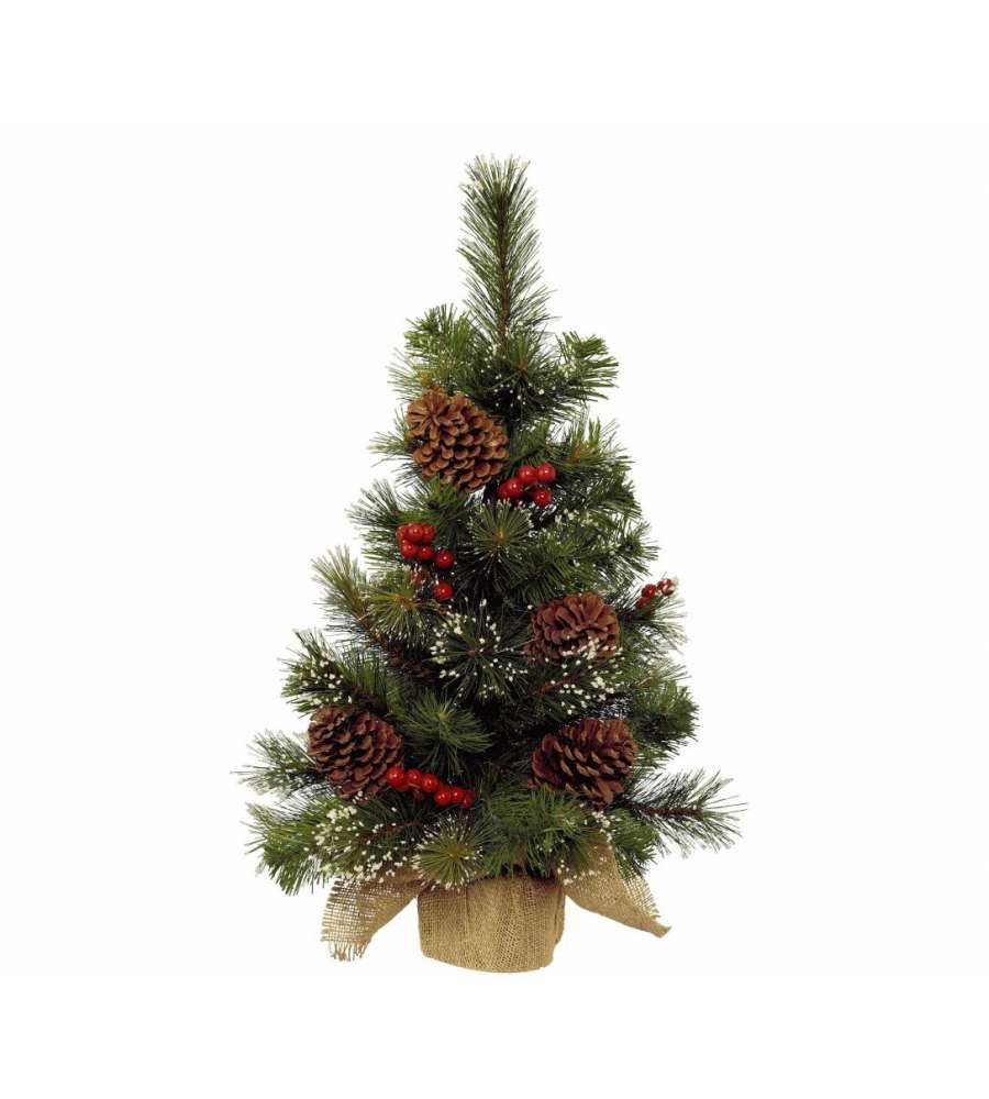 Mini Albero di Natale Artificiale Ghiacciato H.45cm con Bacche Rosse | Kaemingk