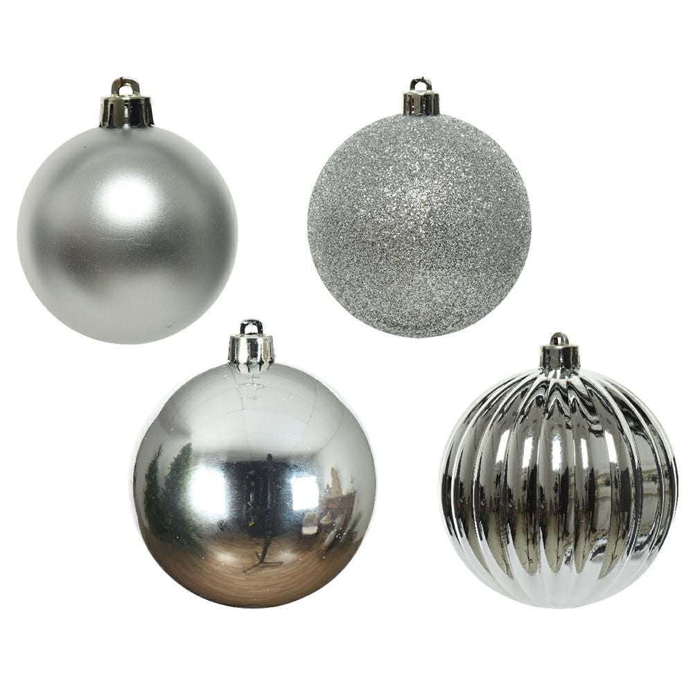 Palline di natale set 4 pezzi argento diametro 10cm Kaemingk