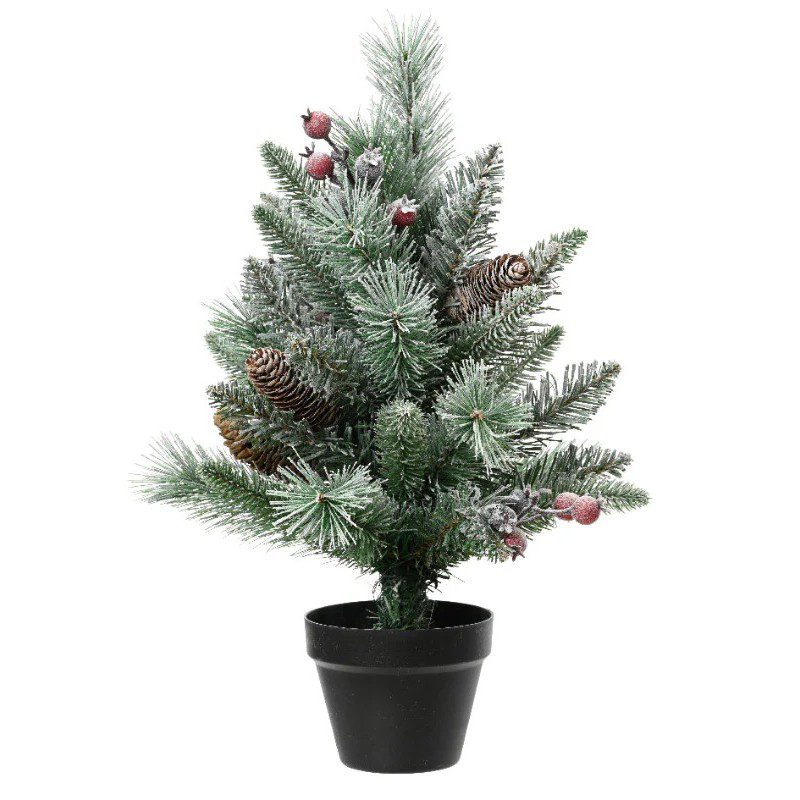 Mini Albero di Natale Artificiale H.45cm Verde con Decorazioni Bacche e Pigne | Kaemingk