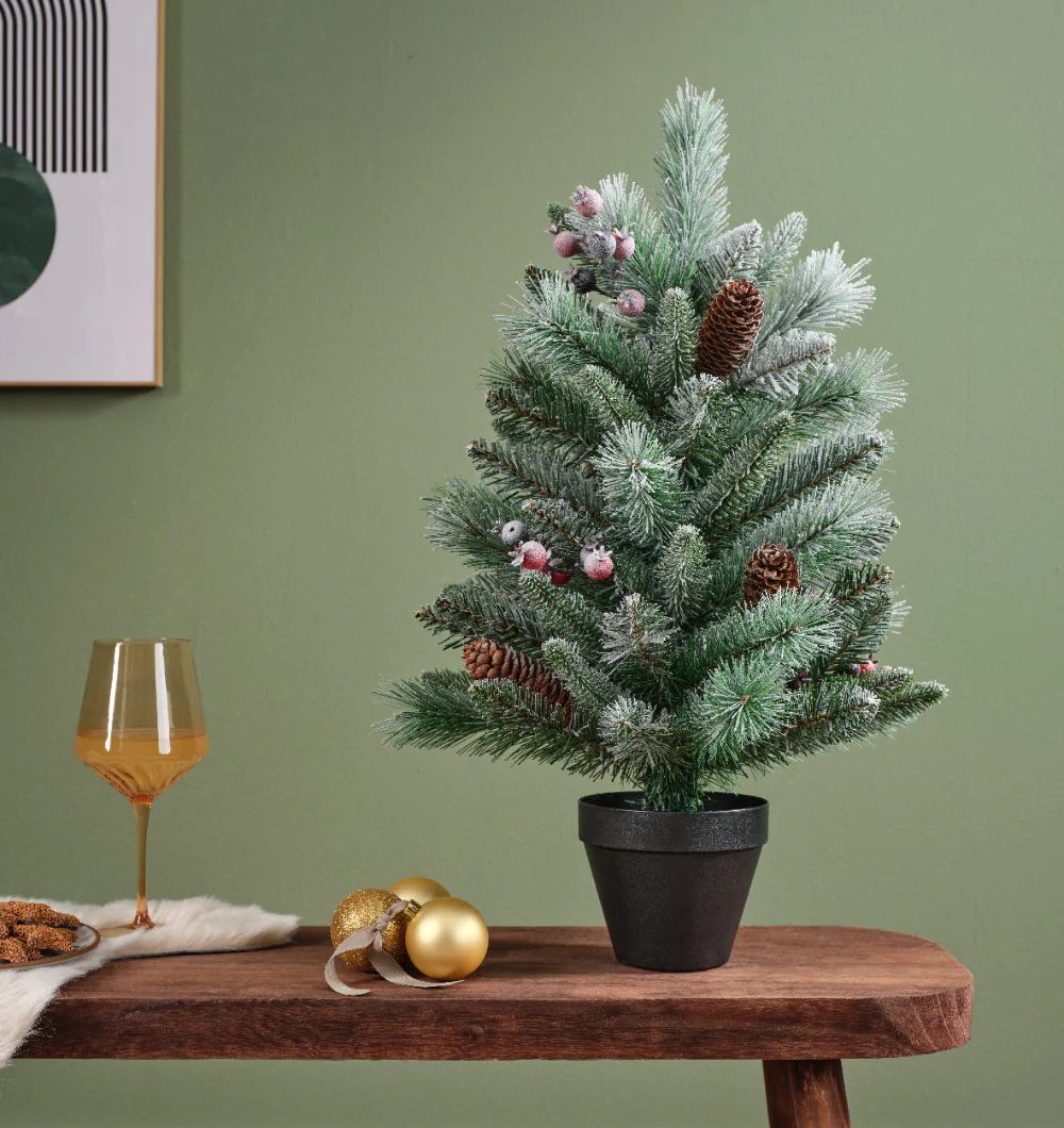 Mini Albero di Natale Artificiale H.45cm Verde con Decorazioni Bacche e Pigne | Kaemingk
