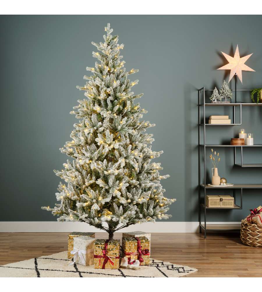 Albero di Natale Artificiale ALLISON LED H.180 cm Innevato 320 Luci LED Integrate Diametro 112 cm | Kaemingk