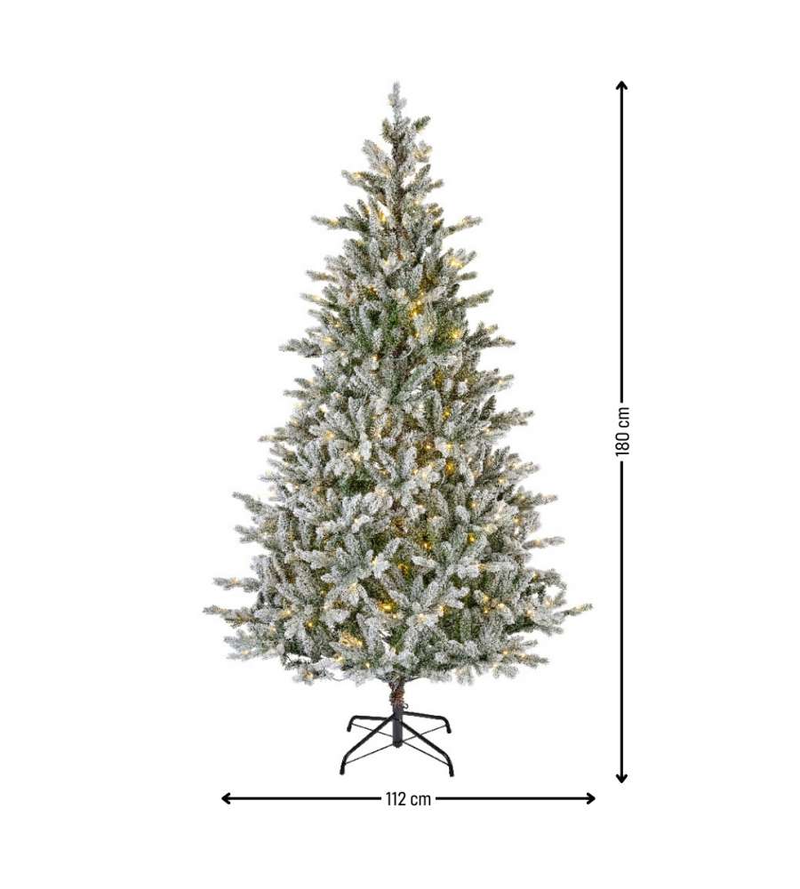 Albero di Natale Artificiale ALLISON LED H.180 cm Innevato 320 Luci LED Integrate Diametro 112 cm | Kaemingk
