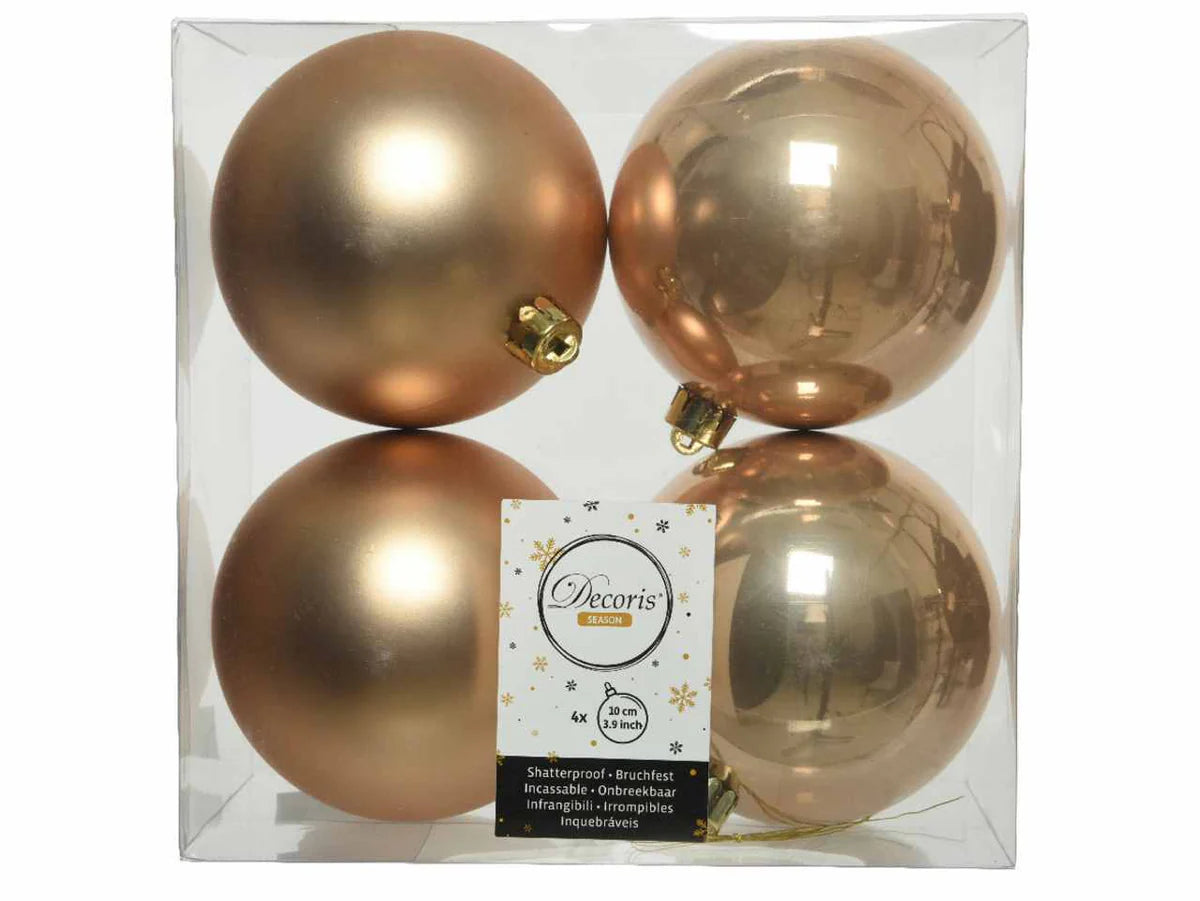 Set 4 Sfere di Natale Decorazione Diametro 10 cm Colore Beige/Crema (Assortite) | Kaemingk