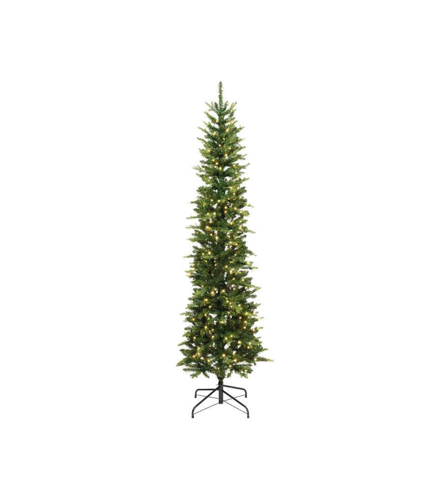 Albero di Natale Artificiale LED Slim Sottile H.210cm Colore Verde per Interno Indoor | Kaemingk