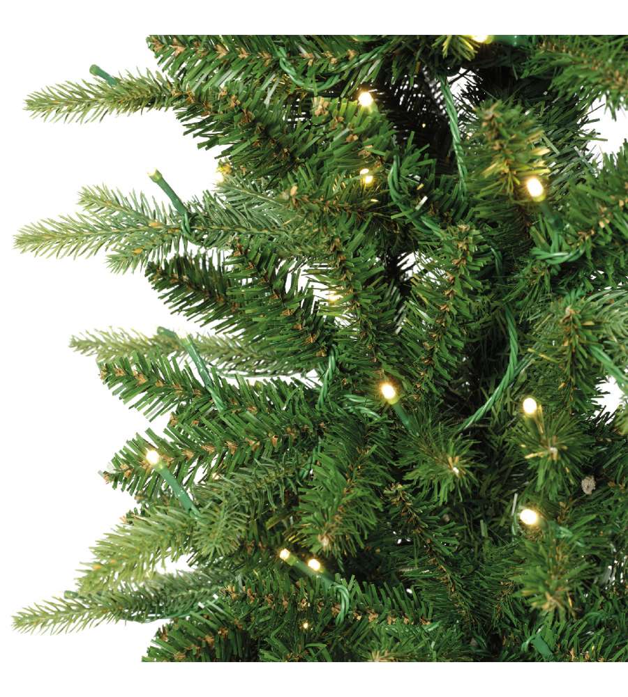 Albero di Natale Artificiale LED Slim Sottile H.210cm Colore Verde per Interno Indoor | Kaemingk