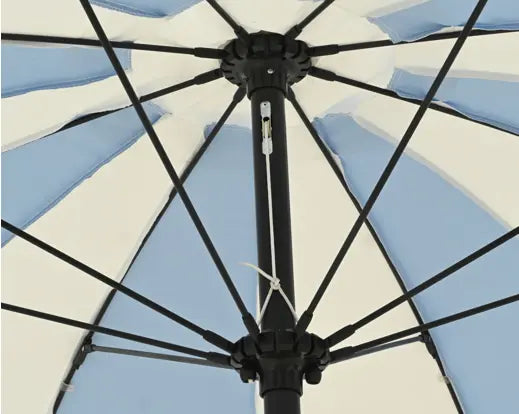 Ombrellone da Giardino Kaemingk Diametro 250 cm Bianco e Azzurro, Parasole a Righe per Esterno | Kaemingk