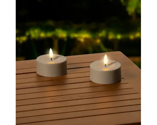 Set 2 Candele LED Tealight Kaemingk Marroni 3,2 cm, Candele in Vera Cera a Batteria Luce Calda | Kaemingk