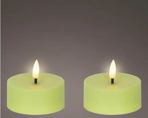 Set 2 Candele LED Tealight Kaemingk Verdi 3,2 cm, Candele in Vera Cera a Batteria Luce Calda | Kaemingk