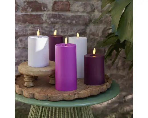 Candela LED Cilindrica Kaemingk Bianca 12,3 cm, Candela in Cera a Batteria Luce Calda | Kaemingk