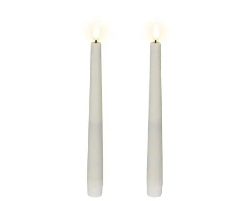 Set 2 Candele LED a Stilo Kaemingk 25 cm Bianco, Candele Coniche in Cera a Batteria Luce Calda | Kaemingk