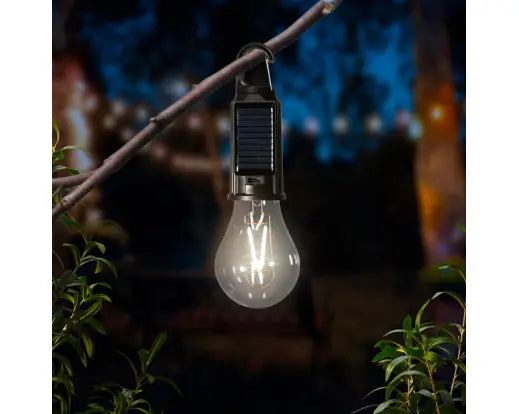 Lampadina Solare Decorativa Kaemingk Lumineo Nera 18 cm, Lampada a Sospensione LED Luce Calda | Kaemingk