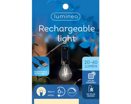 Lampadina Solare Decorativa Kaemingk Lumineo Nera 18 cm, Lampada a Sospensione LED Luce Calda | Kaemingk