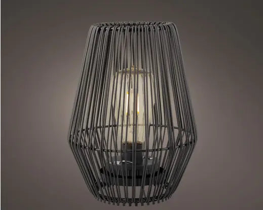 Lanterna Solare da Tavolo Kaemingk Lumineo Nera 23 cm, Lampada LED da Esterno Effetto Candela | Kaemingk