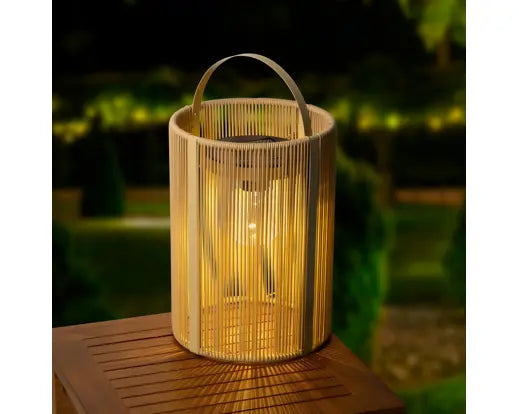 Lanterna Solare da Tavolo Kaemingk Lumineo Wicker Naturale 35 cm, Lampada LED Effetto Vimini | Kaemingk