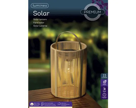 Lanterna Solare da Tavolo Kaemingk Lumineo Wicker Naturale 35 cm, Lampada LED Effetto Vimini | Kaemingk