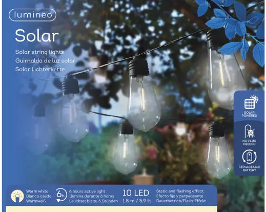 Catena Luminosa Solare Kaemingk Lumineo Partylight 180 cm, Filo Luci LED da Esterno per Feste | Kaemingk