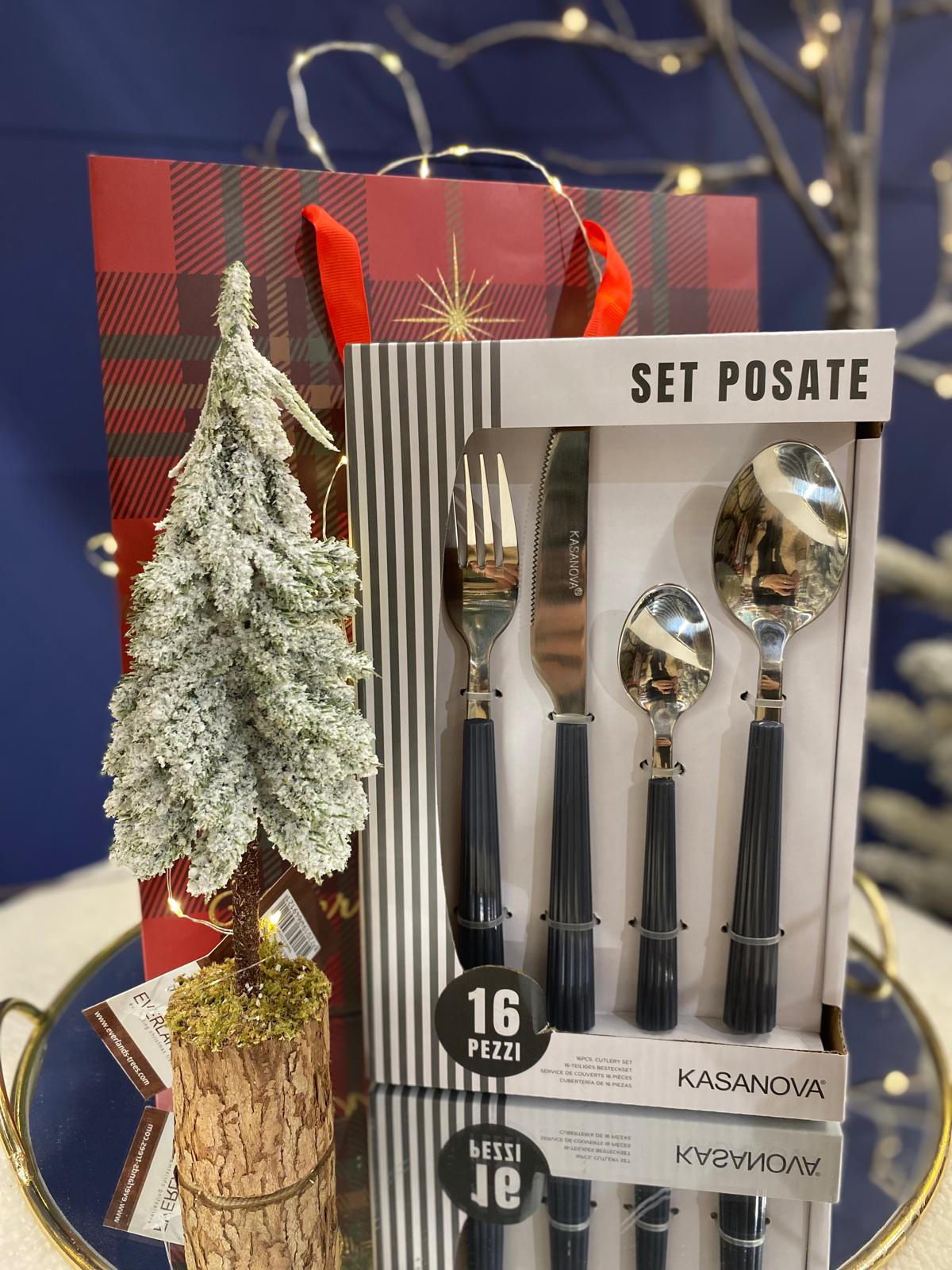 Idea regalo set tavola natalizia posate grigie