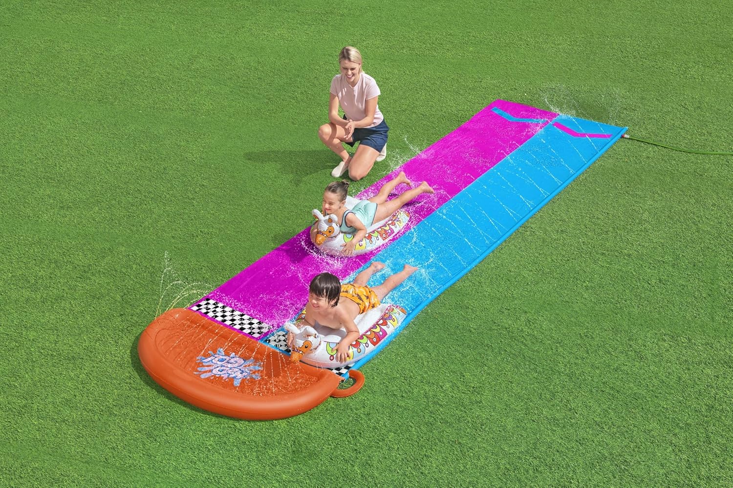 Scivolo Acquatico Doppio Bestway H2OGO! 488 cm con 2 Surf Lama Inclusi, Percorso Inclinato per Bambini | Bestway