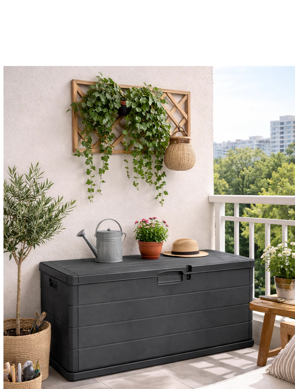 Baule in resina da esterno e interno Alpha colore antracite 118x59x57h cm