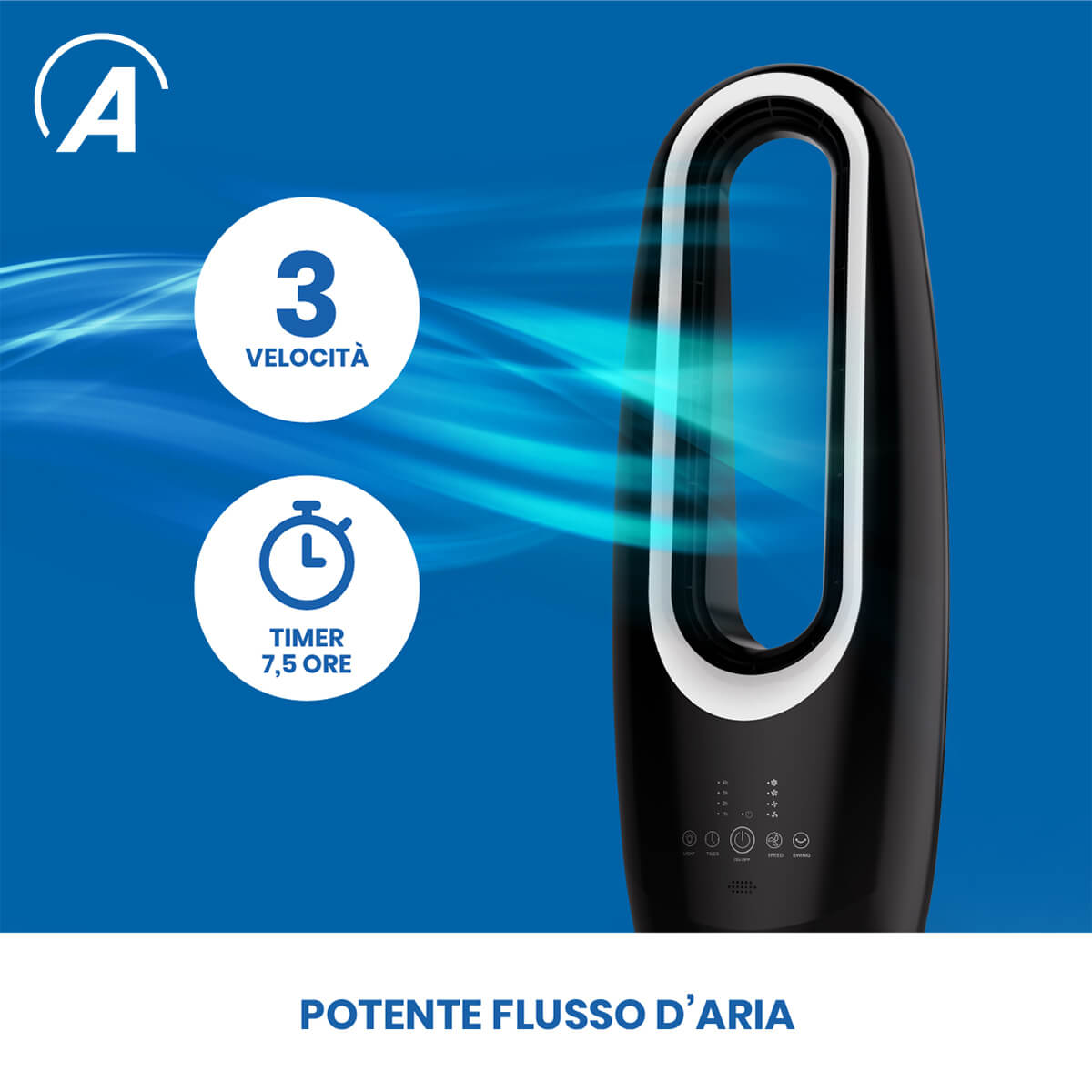 Acceleratore Ventilatore  d’aria senza pale Dark Muna XXL 85cm Ardes