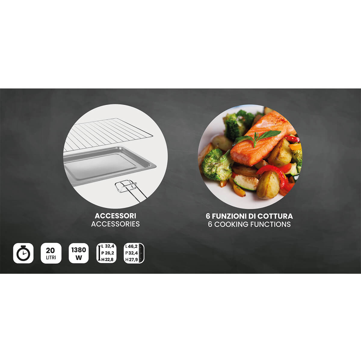Forno Elettrico Magnus 20L Ventilato & Compatto per Cucina Ardes 1380W