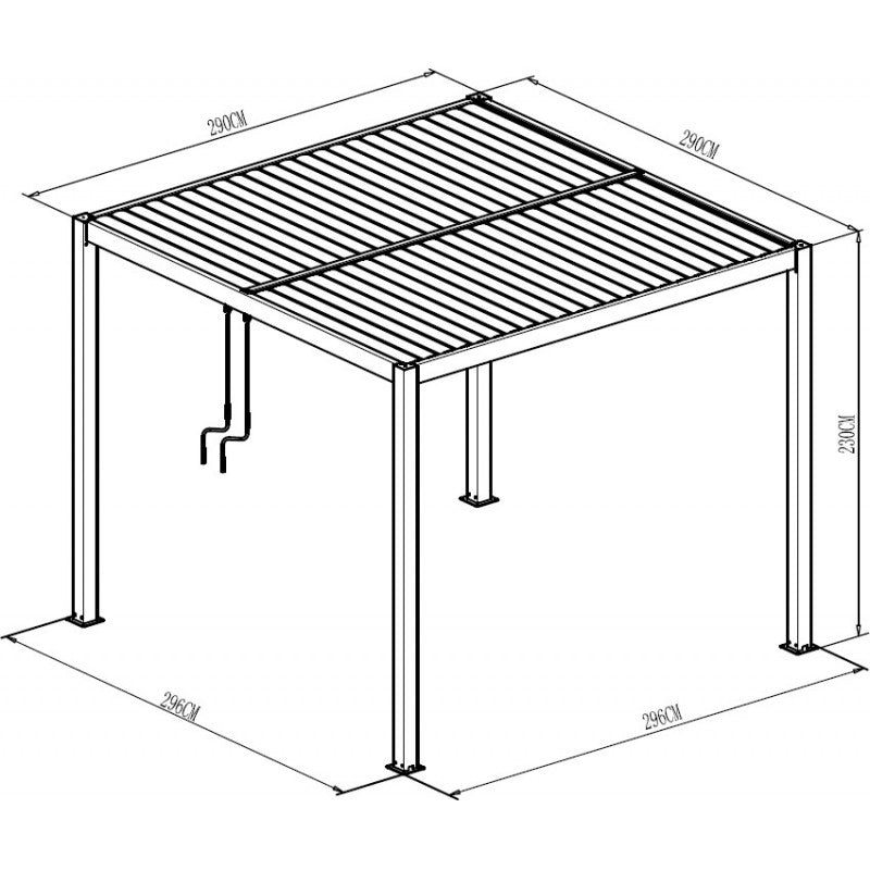 Pergola Bioclimatica Grigio Atena 3x3 Metri 100% Alluminio: Lame Orientabili, Protezione Solare e Design Moderno per Esterni