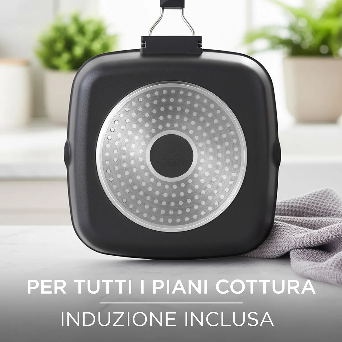 Bistecchiera 26x26 cm con manico pieghevole Kasanova