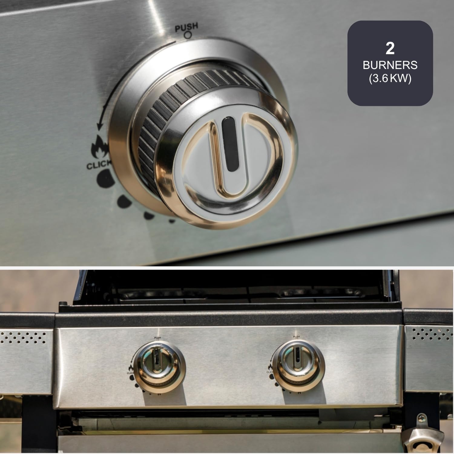Barbecue a Gas Black+Decker BXOG7200E in Acciaio Inox, 2 Bruciatori 7.2kW con Sear Zone e Griglie in Ghisa | Black+Decker