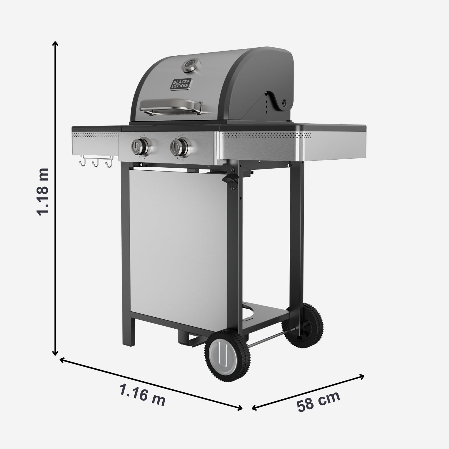 Barbecue a Gas Black+Decker BXOG7200E in Acciaio Inox, 2 Bruciatori 7.2kW con Sear Zone e Griglie in Ghisa | Black+Decker