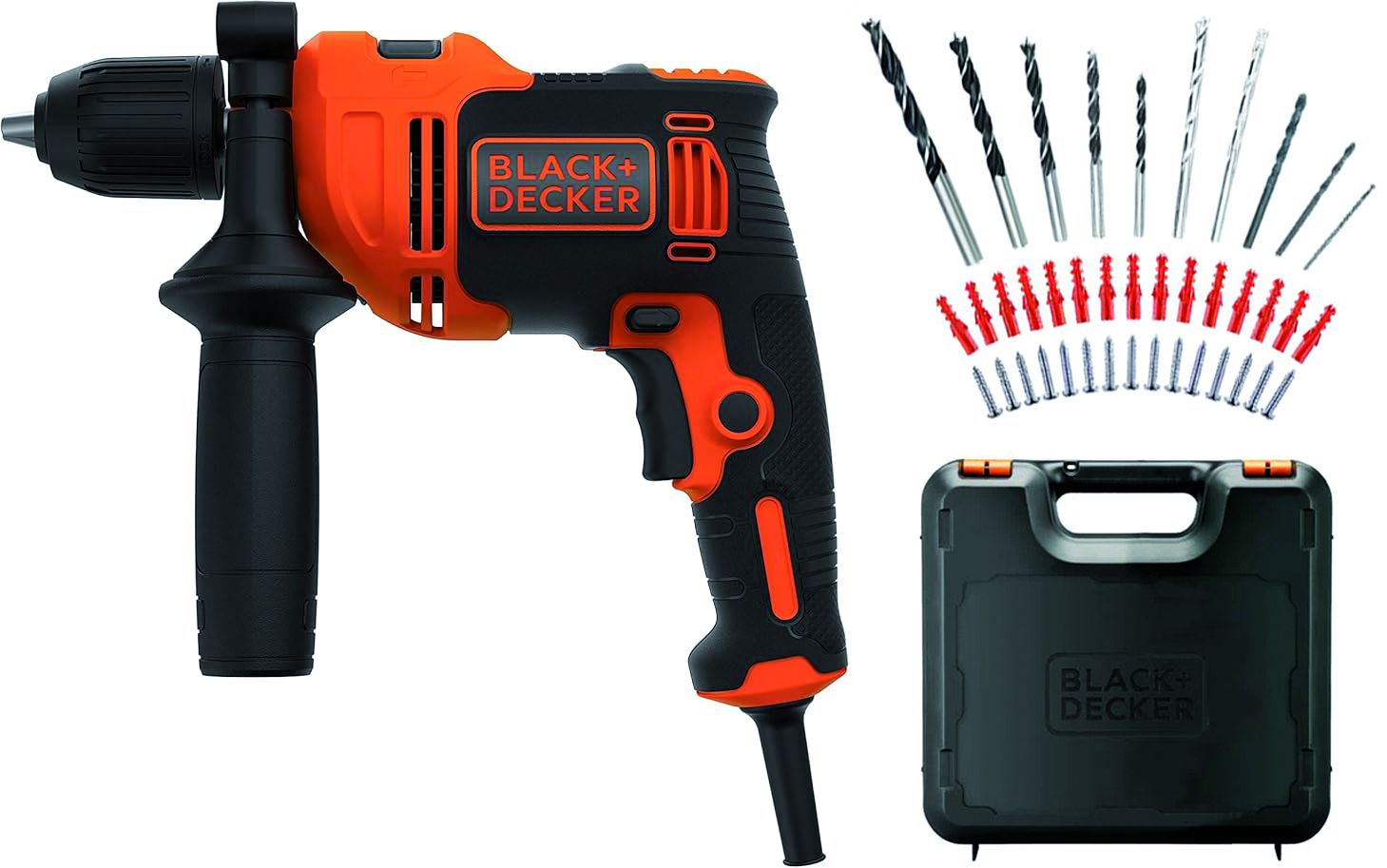 Trapano a Percussione (a Filo) BEH550A40K-QS 550 W con Kit 40 Accessori e Valigetta | BLACK+DECKER