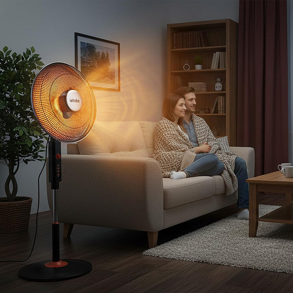 Stufa in Carbonio Brigros Regolabile 1000W, Riscaldatore Elettrico Oscillante con Timer e Protezione Termica | Brigros