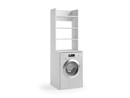 Mobile Colonna Lavatrice e Asciugatrice a 3 Ripiani Bianco, Mobile Multiuso Salvaspazio 65x58x195 cm | Terraneo