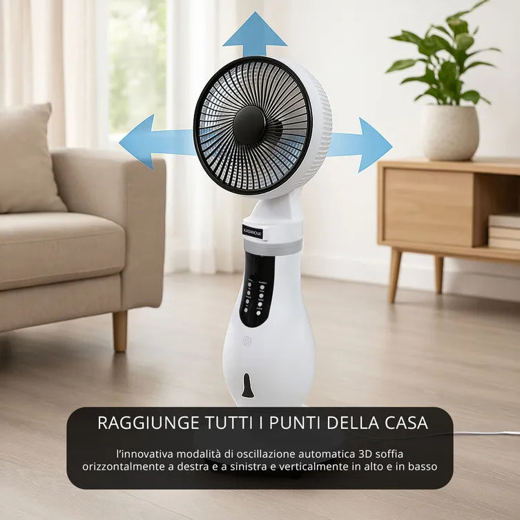 Ventilatore 4 in 1 a piantana con nebulizzatore e antizanzare Combi oscillazione 3D 90W Kasanova