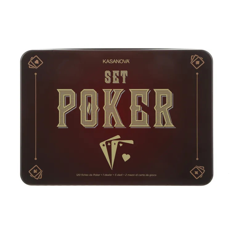 Set Completo da Poker in Scatola con Fiches e Mazzi di Carte, Gioco da Tavolo | Kasanova